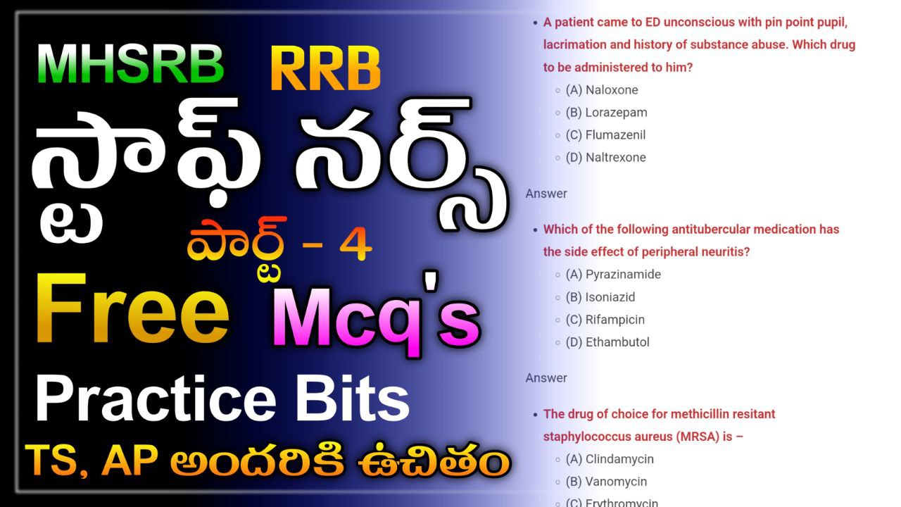 Read more about the article Important Free Staff Nurse Mcq”s and Free Practice Test Series Part – 4